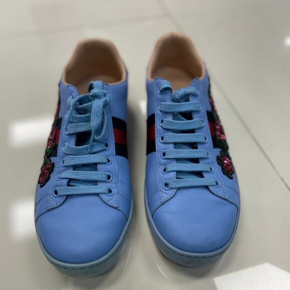 Gucci Ace Blue Leather work limited edition - Picture 1 of 5